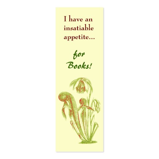 Carnivorous Plant Mini-Bookmark Business Card Template (front side)