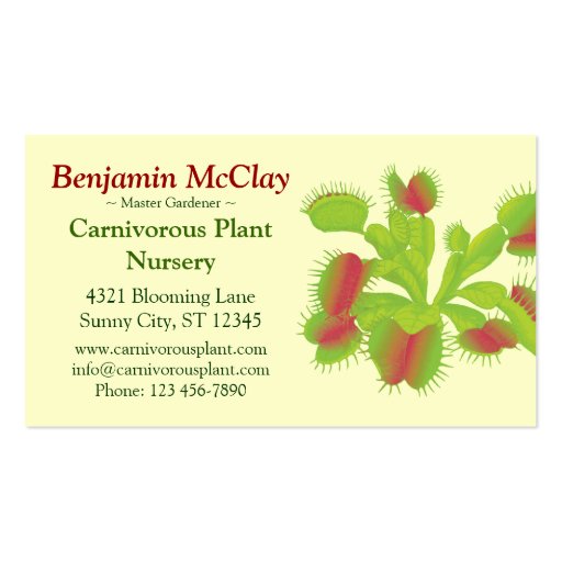 Carnivorous Plants Business Card (front side)