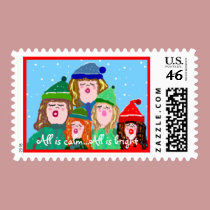 Carolers #2 Red Border postage by Perlyyyy Carolers #2 Red Border postage