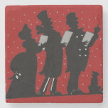 Carolers in Silhouette Christmas Stone Beverage Coaster