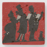 Carolers in Silhouette Christmas Stone Beverage Coaster
