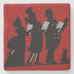 Carolers in Silhouette Christmas Stone Coaster
