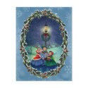 CAROLERS, LAMP & WREATH by SHARON SHARPE postcard