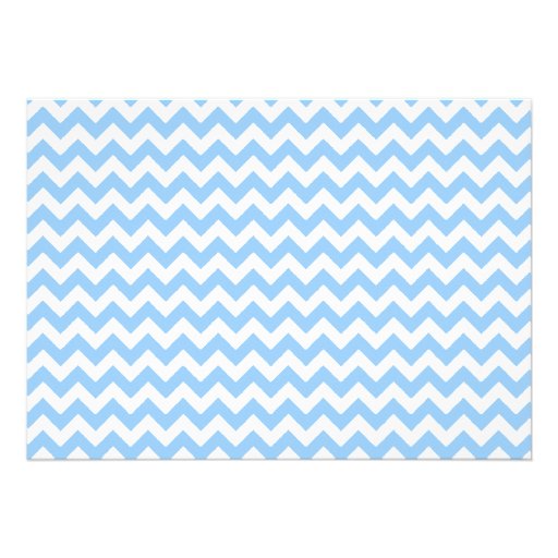 Carolina Blue and Navy Chevron Birthday Invitation