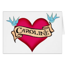Caroline - Custom Heart Tattoo T-shirts & Gifts cards