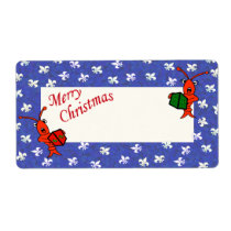 Caroling Crawfish Fleur de Lis Gift Labels