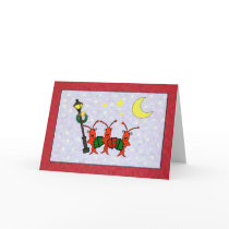 Caroling Crawfish / Lobster Trio Christmas Card