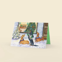 Caroling Dachshunds Christmas Card