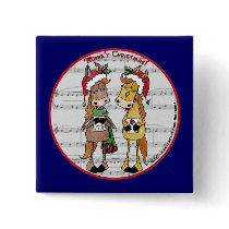Caroling Horses 'Mare'y Christmas Round buttons