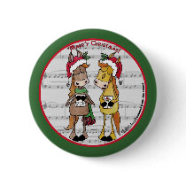 Caroling Horses 'Mare'y Christmas Round buttons