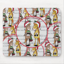 Caroling Horses 'Mare'y Christmas Round mousepads