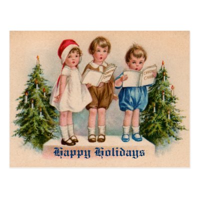 Caroling Kids Victorian Vintage Postcard
