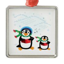 Caroling Penguins - Deck the Halls Ornament ornaments