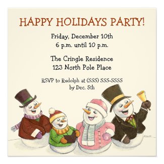 Caroling Snowmen Holiday Party Invitations