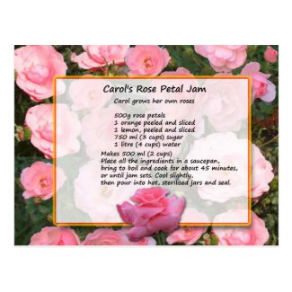 Carol's Rose Petal Jam Recipe Postcard
