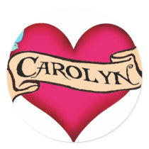Carolyn - Custom Heart Tattoo T-shirts & Gifts stickers by customtattoogifts Carolyn - Custom Heart Tattoo T-shirts & Gifts stickers