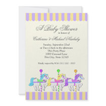 Carousel Baby Shower Purple Gold Custom Invites