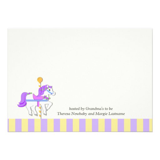 Carousel Baby Shower Purple Gold Custom Invites