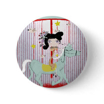 Carousel colorful whimsical magic ride doll Button