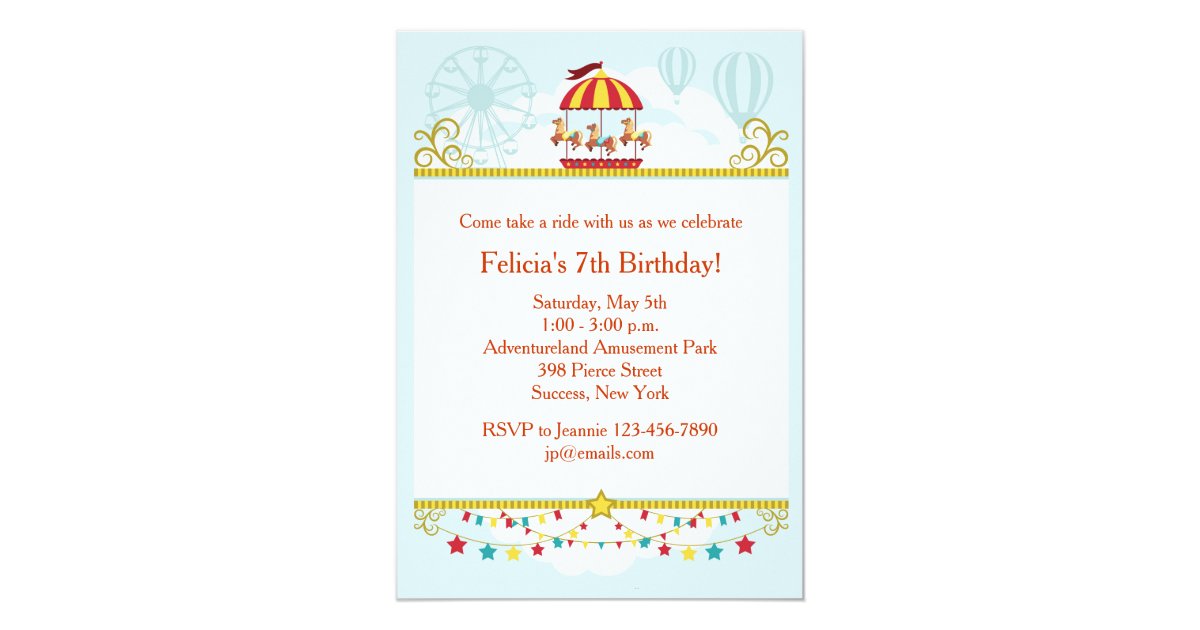 Carousel Fun Invitation Zazzle