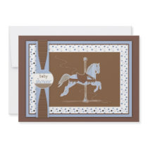 Carousel Horse Baby Boy Shower Inviation Personalized Invites