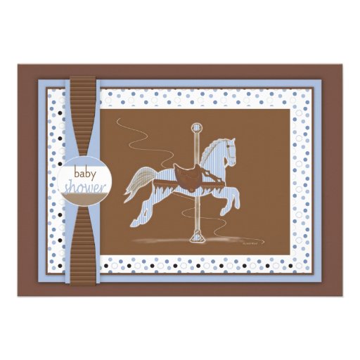 Carousel Horse Baby Boy Shower Inviation Personalized Invites