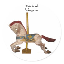 Carousel Horse Bookplate Sticker stickers