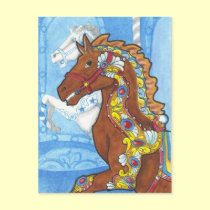 Carousel Horse circus fantasy art postcard postcards