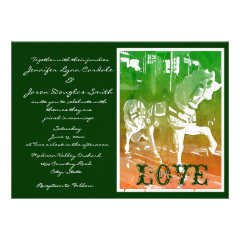 Carousel Horse Hunter Green Wedding Invitations