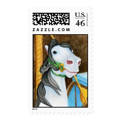 Carousel Horse Postage Stamp by 13BlackCatsDesigns