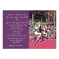 Carousel Horse Purple Carnival Wedding Invitations