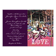 Carousel Horse Purple Carnival Wedding Invitations
