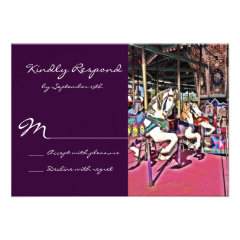 Carousel Horse Purple Carnival Wedding RSVP Cards