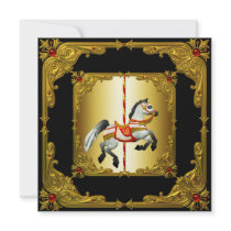 Carousel Horse Red & Gold Party Template Announcements