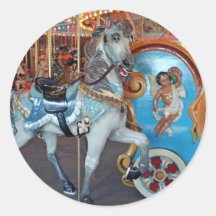 Carousel Horse with Cherub! Round Stickers