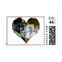 Carousel Horses Heart Postage Stamp