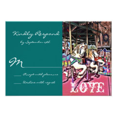 Carousel Horses Love Carnival Wedding RSVP Cards