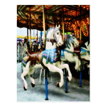 Carousel Horses Postcard
