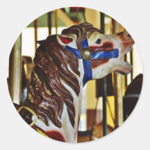 Carousels Horses Rides Amusement Parks Round Stickers