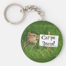 Carpe Diem! Chipmunk with Sign Keychain