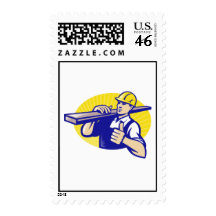 Carpenter Builder Worker Thumbs Up Stamps
