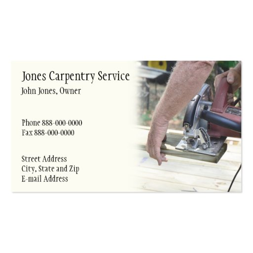 Carpenter Business Card (front side)