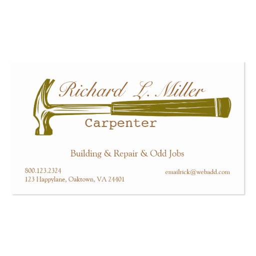 Carpenter Construction Business Card Templates (front side)