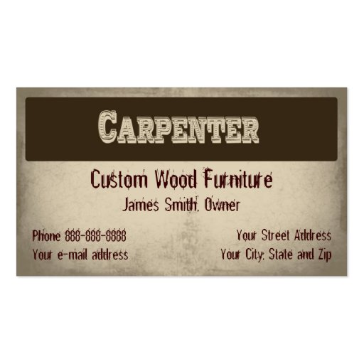 Carpenter Furniture Builder Business Card (front side)