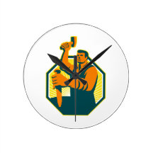 Carpenter Sculptor Hammer Chisel Retro Wall Clock