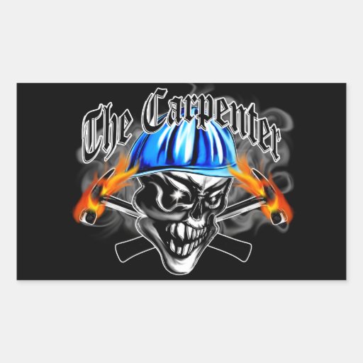 Carpenter Skull with Hard Hat The Carpenter Rectangular Sticker Zazzle