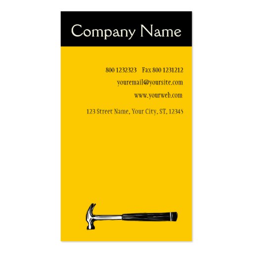Carpenter's Hammer  Repair Services Business Card Template (back side)