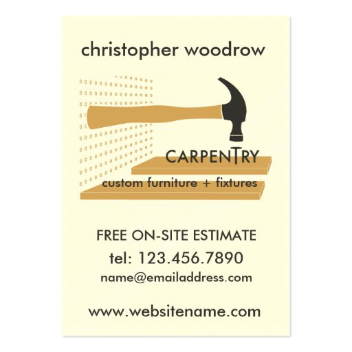 Carpentry Carpenter Woodworker Business Card (front side)