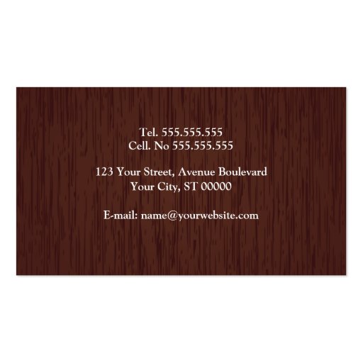 Carpentry - Dark Wood Texture Business Card (back side)