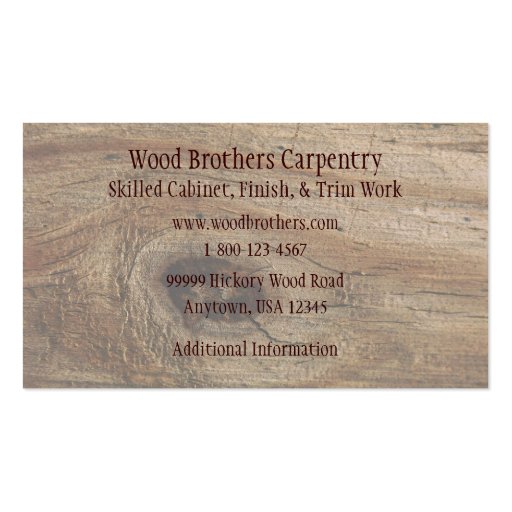 Carpentry Woodwork Business Card Template (back side)